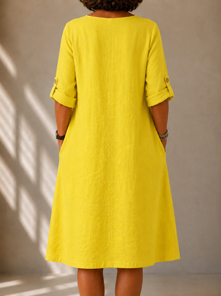 Marigold™ | Sunshine Linen Midi Dress
