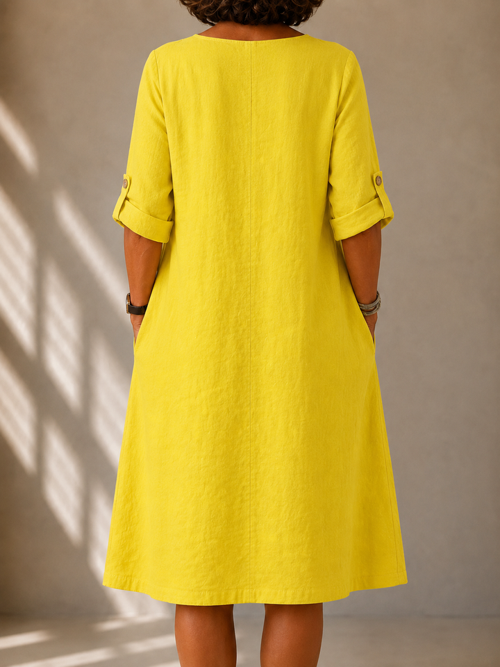 Marigold™ | Sunshine Linen Midi Dress