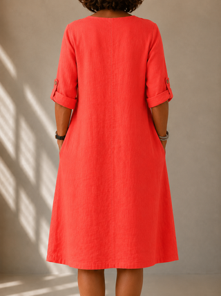 Eliza™ | Coral Breeze Midi Dress