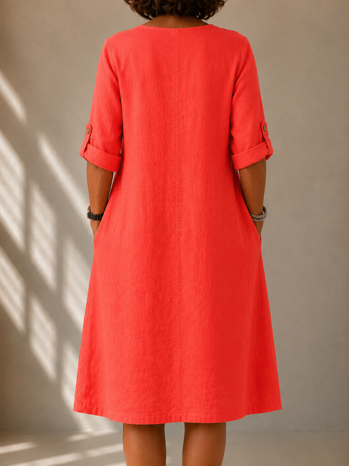 Eliza™ | Coral Breeze Midi Dress