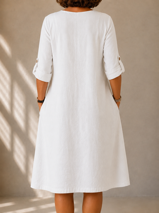 Charlotte™ | Classic Linen Midi Dress