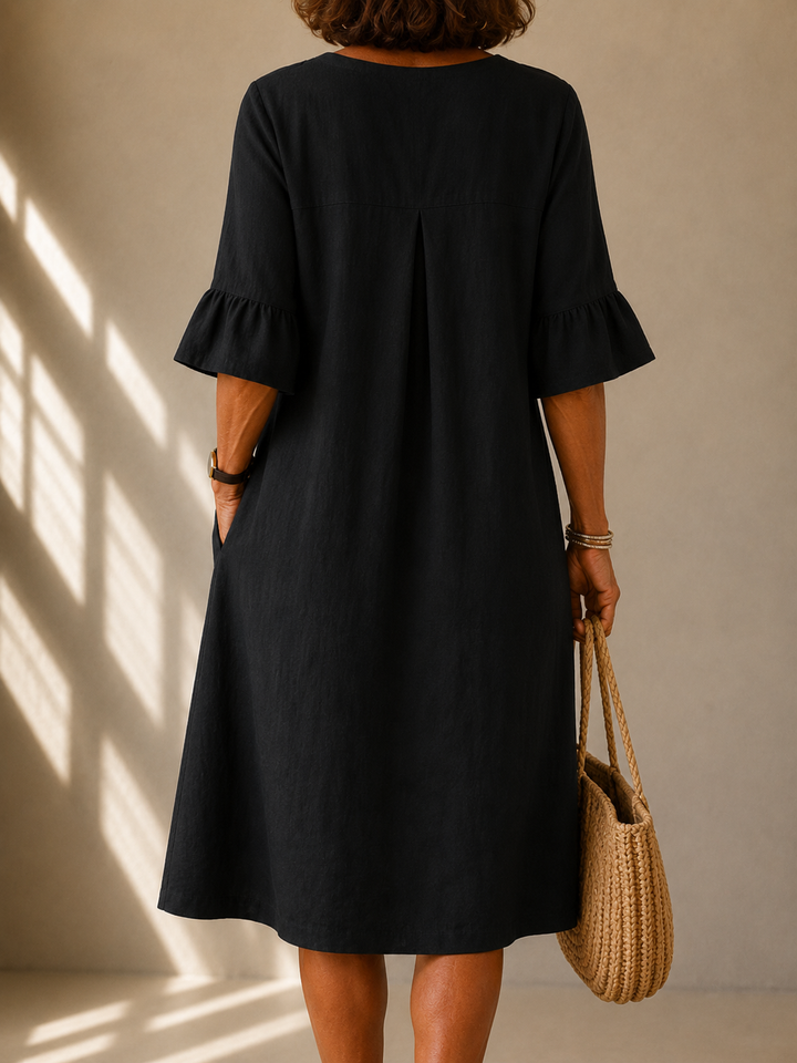 Audrey™ | Classic Noir Midi Dress