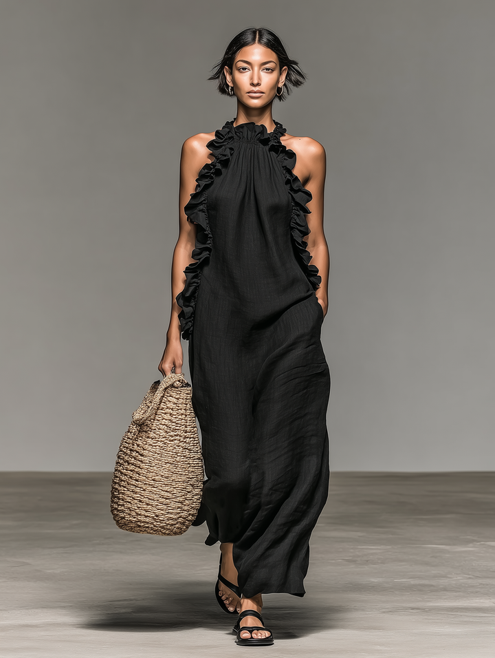 Valentina™ | Midnight Ruffle Maxi Dress