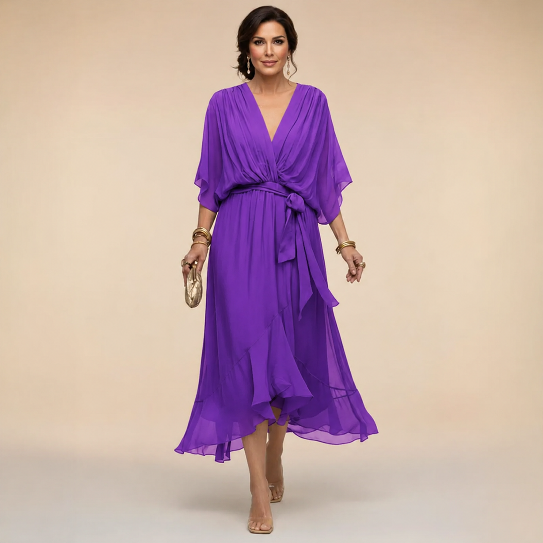 Olivia™ | Olive Draped Elegance Dress