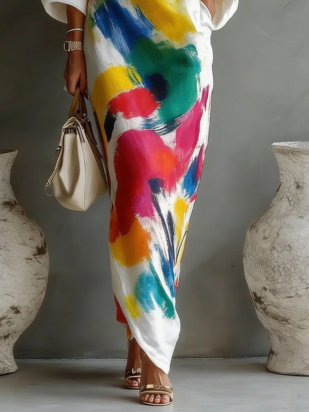 Valerie™ | Rainbow Brushstroke Maxi Dress