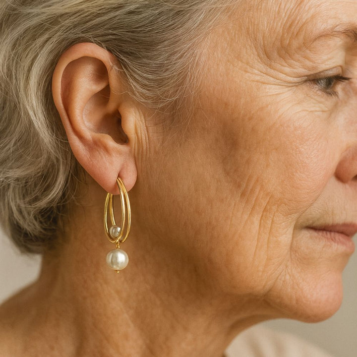 Rosario | Pendientes Perla Colgante
