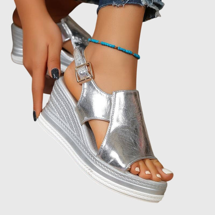 Teófila | Sandalias Destello de Oro Viejo
