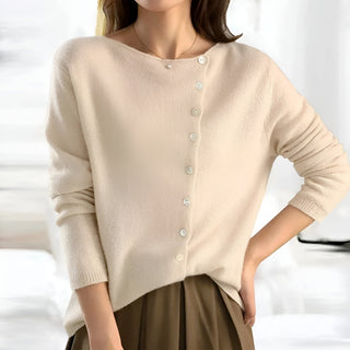 Elise™ | Luxe Grey Button Knit Sweater