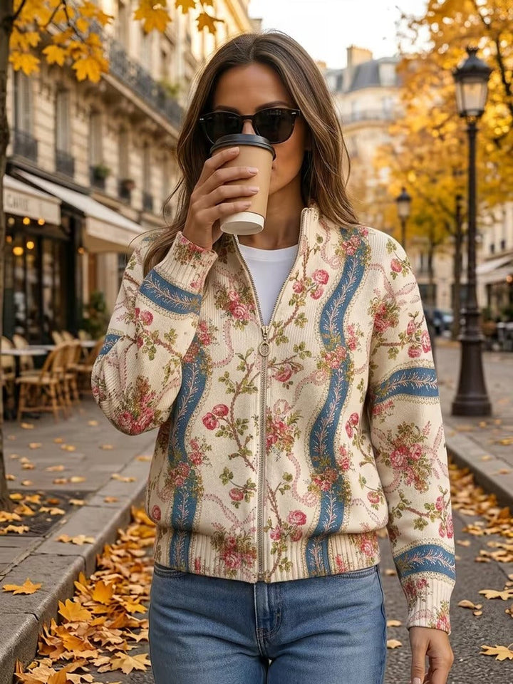 Araminta™ | Vintage Rose Zip Cardigan