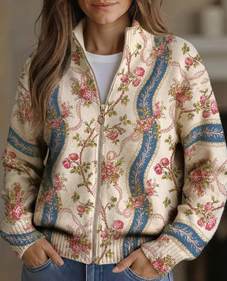 Araminta™ | Vintage Rose Zip Cardigan