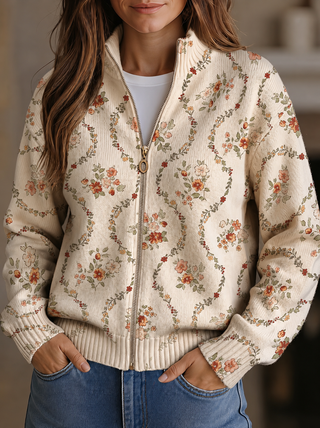 Clemency™ | Vintage Blossom Zip Cardigan