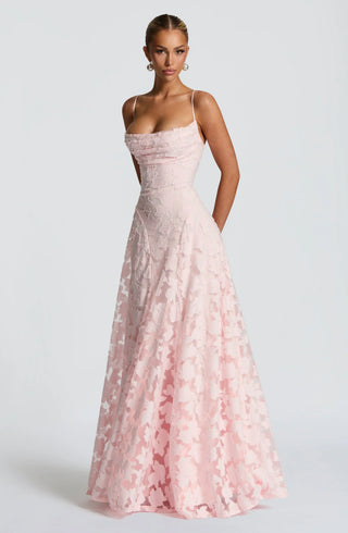 Camille | Bordeaux Lace Evening Gown