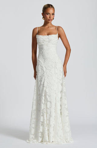 Madeleine | Bordeaux Lace Evening Gown