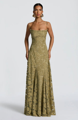 Camille | Bordeaux Lace Evening Gown