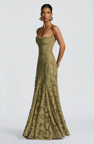 Madeleine | Bordeaux Lace Evening Gown