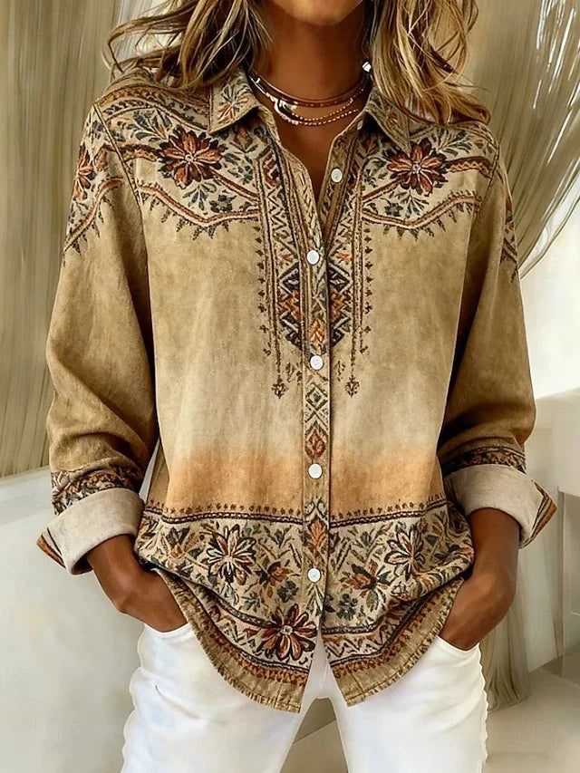 Elspeth™ | Vintage Sand Embroidered Blouse
