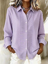 Brielle™ | Classic Blue Stripe Button-Up Blouse