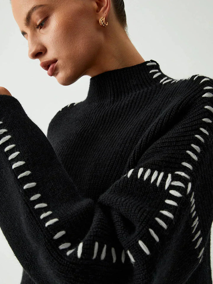 Onyx™ | Luxe Black Contrast Stitch Sweater