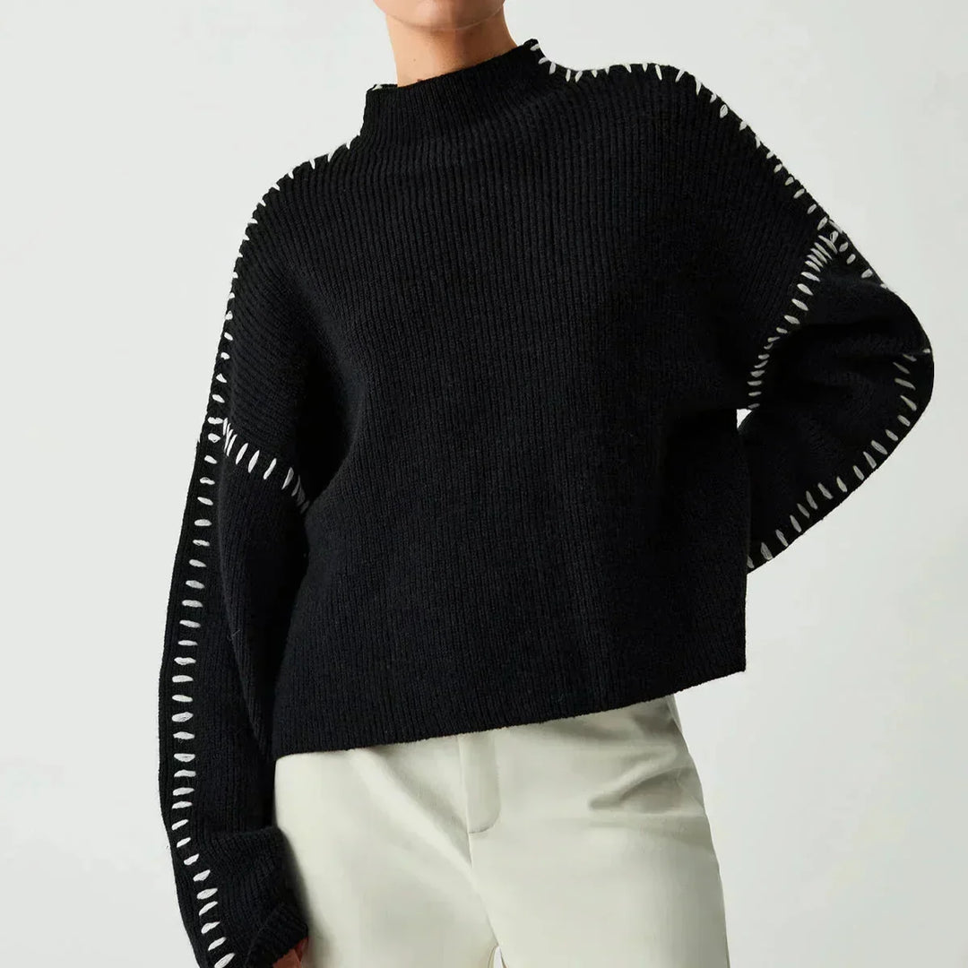 Onyx™ | Luxe Black Contrast Stitch Sweater
