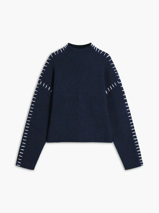 Onyx™ | Luxe Black Contrast Stitch Sweater
