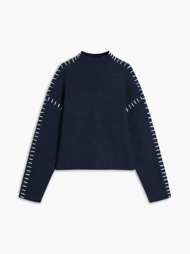 Onyx™ | Luxe Black Contrast Stitch Sweater