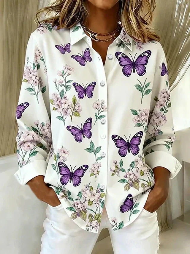 Mariposa™ | Vintage Purple Butterfly Floral Blouse