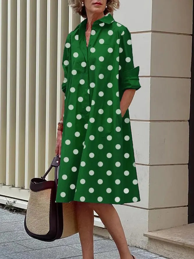 Audrey | Polka Dot Shirt Dress