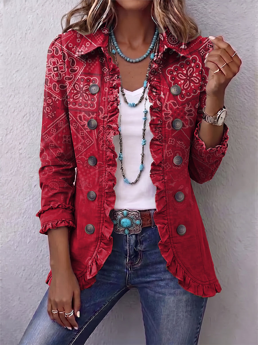 Serafina™ | Paisley Ruffle Tailored Jacket