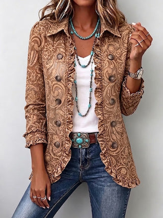 Anastasia™ | Ornate Paisley Ruffle Tailored Jacket