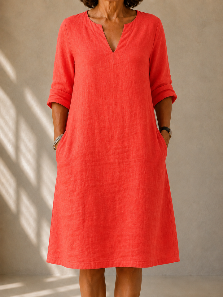 Eliza™ | Coral Breeze Midi Dress