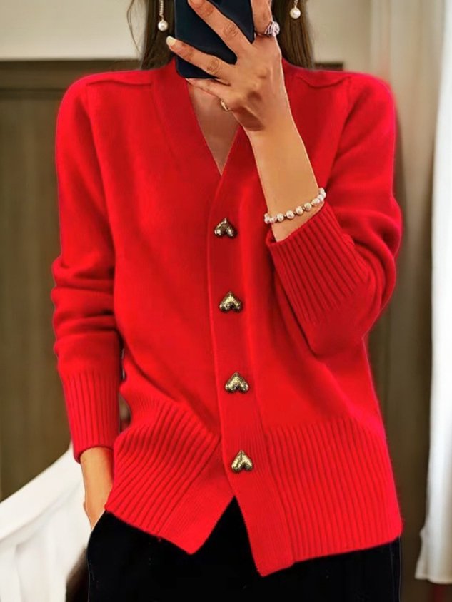 Posy™ | Blush Pink Heart-Button Luxe Cardigan