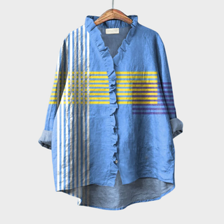 Marielle™ | Modern Striped Ruffle Blouse