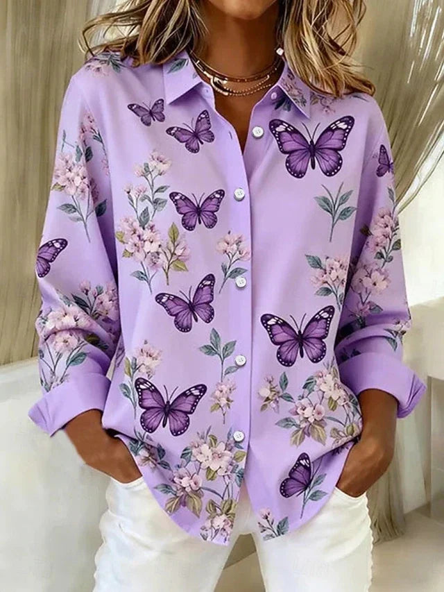 Mariposa™ | Vintage Purple Butterfly Floral Blouse