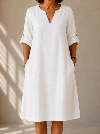 Charlotte™ | Classic Linen Midi Dress