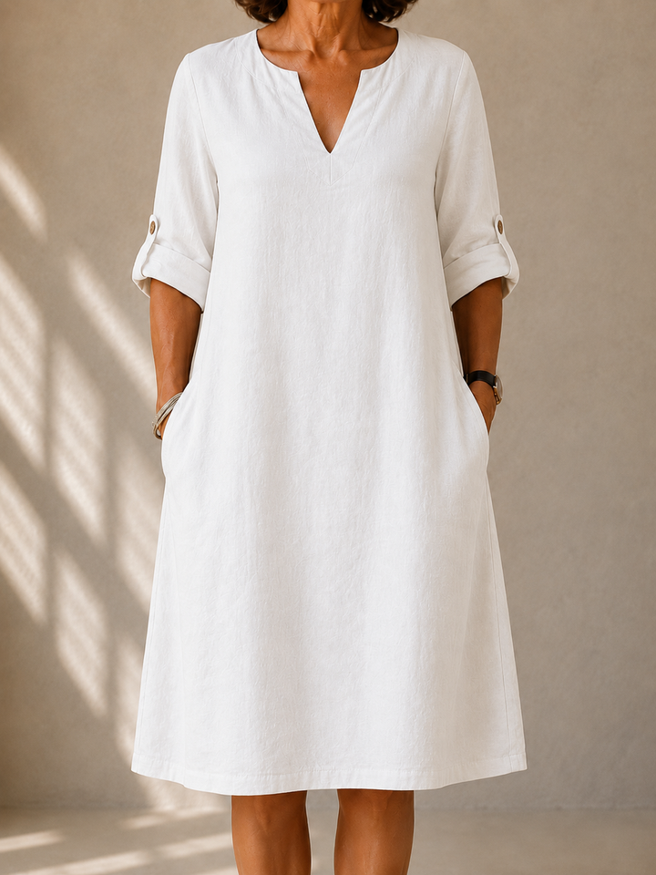 Charlotte™ | Classic Linen Midi Dress